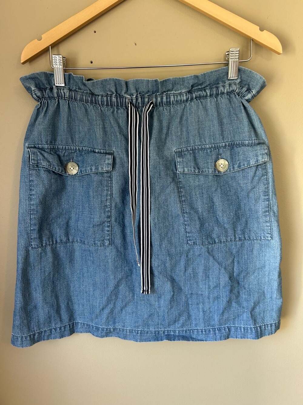1901 Women's Blue Denim Paperbag Waist Utility Mini Skirt